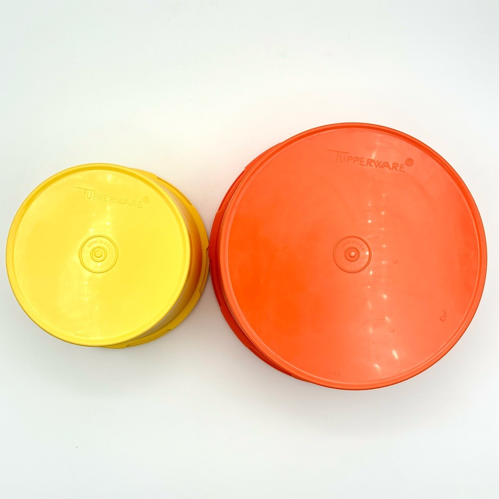 Vintage Tupperware Servalier Orange and Yellow Storage Containers - Picture 8 of 12